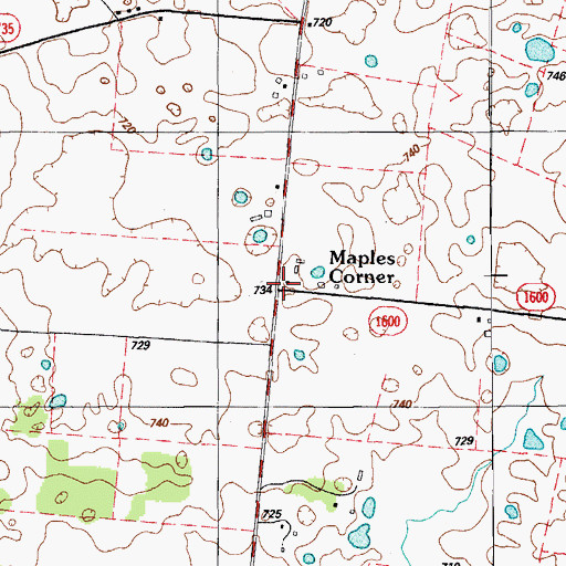 Topographic Map of Maples Corner, KY