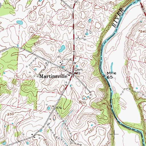 Topographic Map of Martinsville, KY
