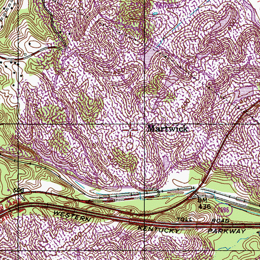 Topographic Map of Martwick, KY