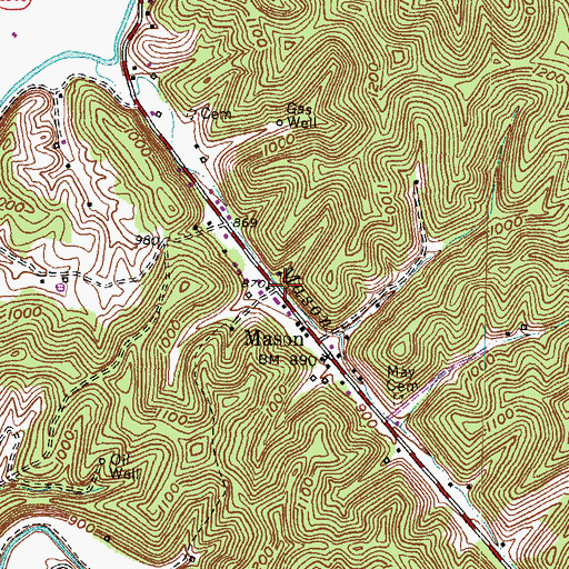 Topographic Map of Mason, KY