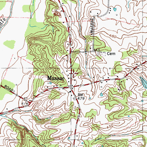 Topographic Map of Massac, KY