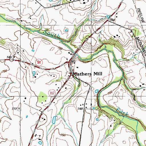 Topographic Map of Mathers Mill, KY