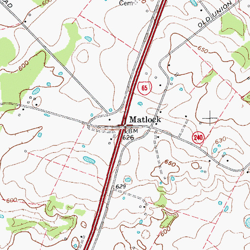 Topographic Map of Matlock, KY
