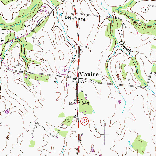 Topographic Map of Maxine, KY
