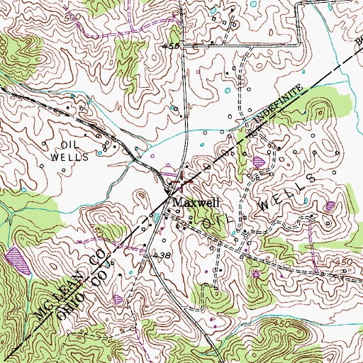 Topographic Map of Maxwell, KY