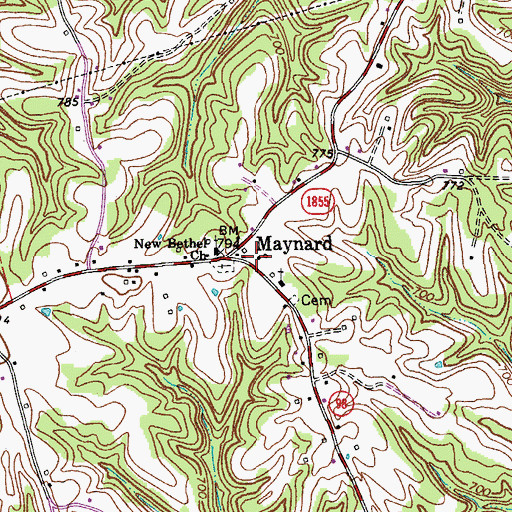 Topographic Map of Maynard, KY