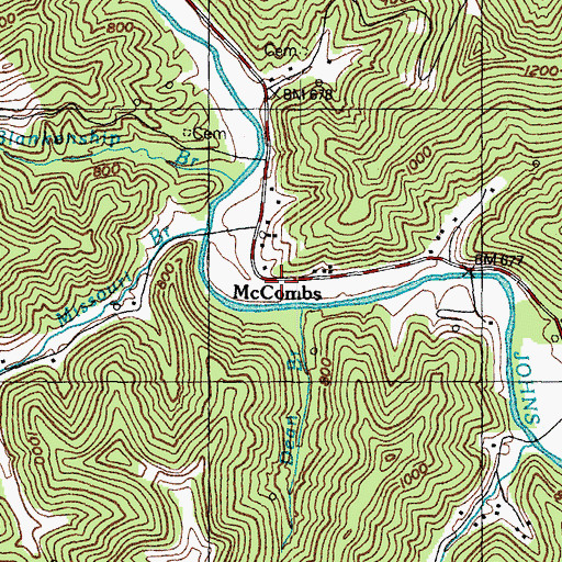 Topographic Map of McCombs, KY