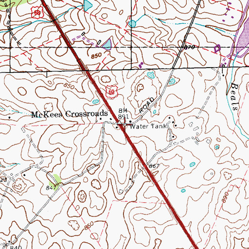 Topographic Map of McKees Crossroads, KY