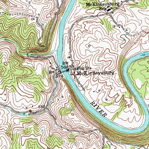 Topographic Map of McKinneysburg, KY
