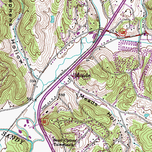Topographic Map of Meads, KY