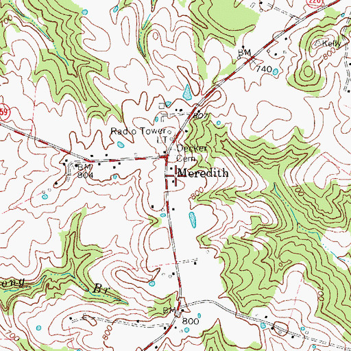 Topographic Map of Meredith, KY