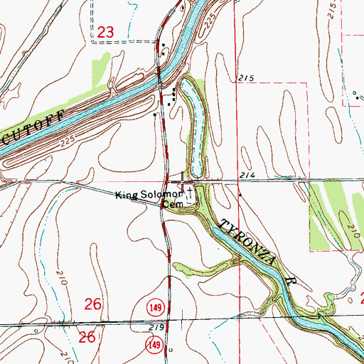 Topographic Map of King Solomon Cemetery, AR