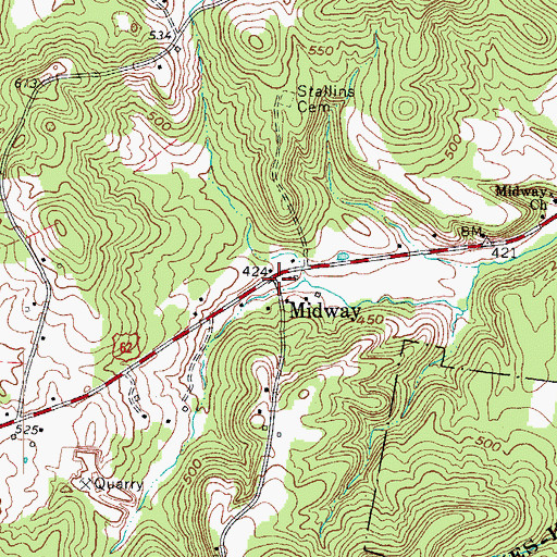 Topographic Map of Midway, KY