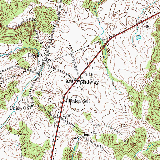 Topographic Map of Midway, KY