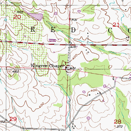 Topographic Map of Kingree Chapel, AR