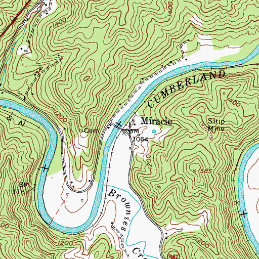 Topographic Map of Miracle, KY