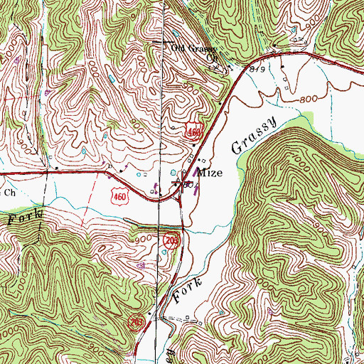 Topographic Map of Mize, KY