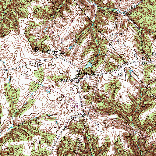 Topographic Map of Monitor, KY