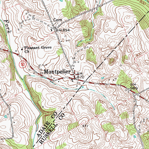 Topographic Map of Montpelier, KY