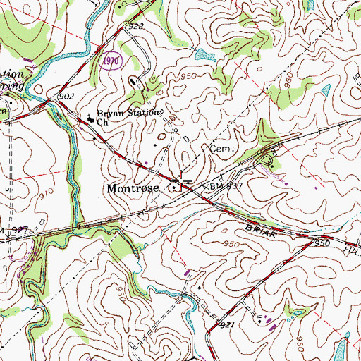 Topographic Map of Montrose, KY