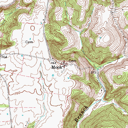 Topographic Map of Mook, KY