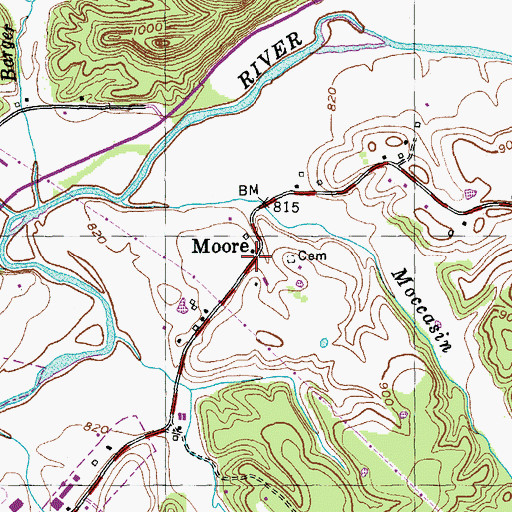 Topographic Map of Moore, KY