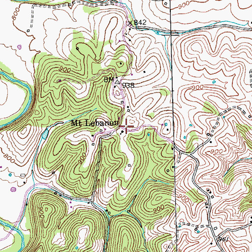 Topographic Map of Mount Lebanon, KY
