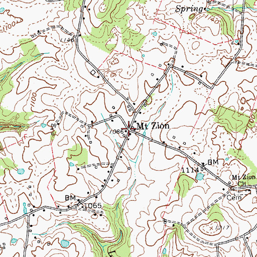 Topographic Map of Mount Zion, KY
