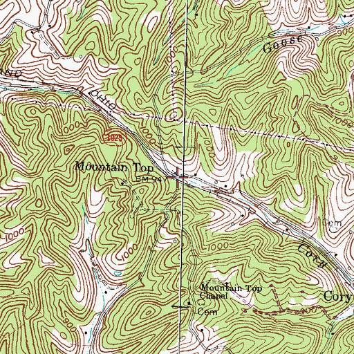 Topographic Map of Mountain Top, KY