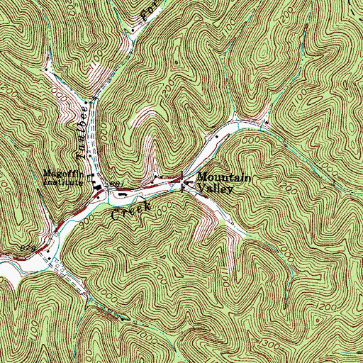 Topographic Map of Mountain Valley, KY