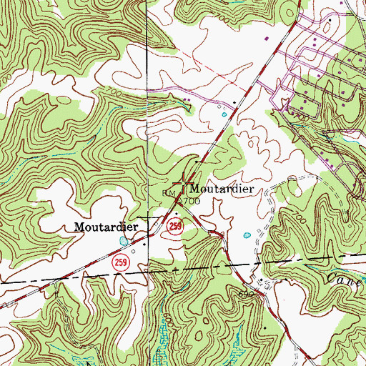 Topographic Map of Moutardier, KY