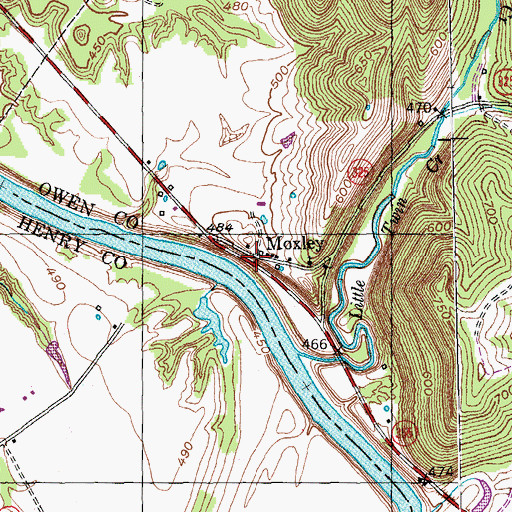 Topographic Map of Moxley, KY