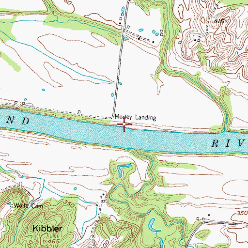 Topographic Map of Moxley Landing, KY