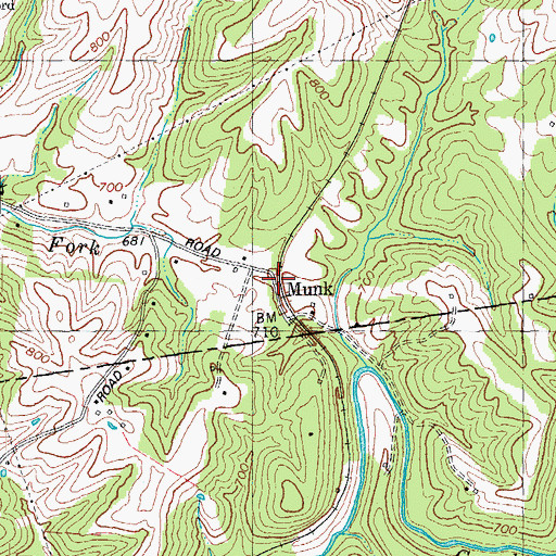 Topographic Map of Munk, KY