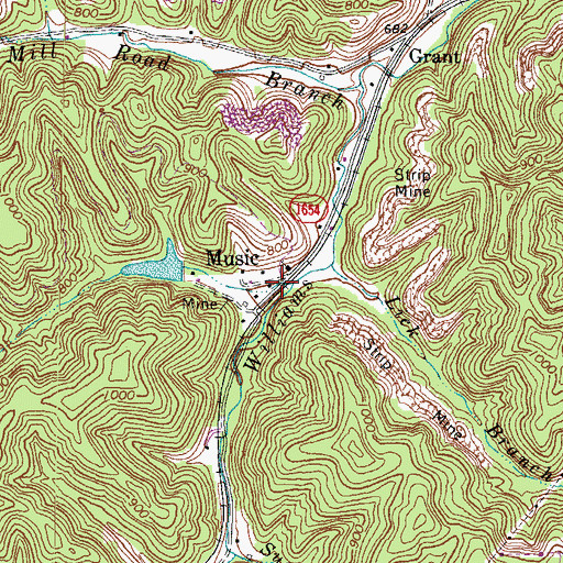 Topographic Map of Music, KY