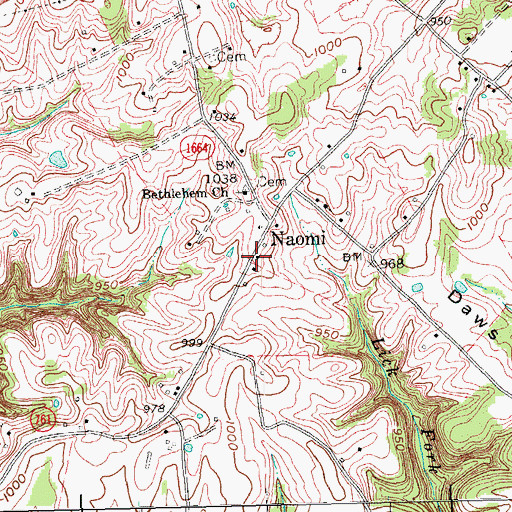 Topographic Map of Naomi, KY