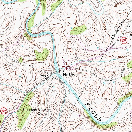 Topographic Map of Natlee, KY