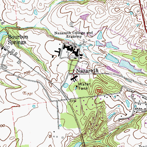 Topographic Map of Nazareth, KY