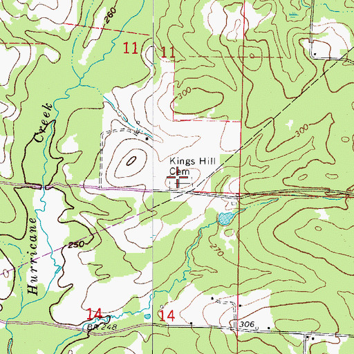 Topographic Map of Kings Hill Cemetery, AR