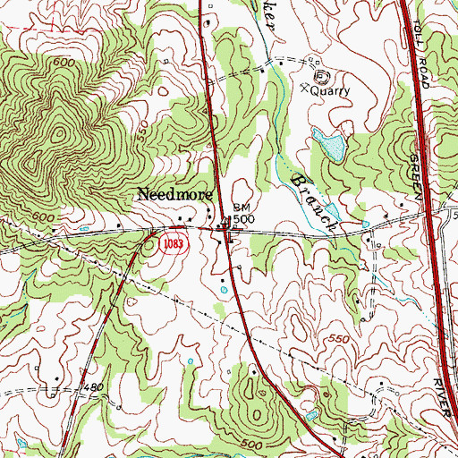 Topographic Map of Needmore, KY
