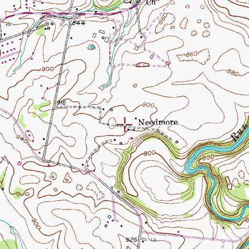 Topographic Map of Little Needmore, KY