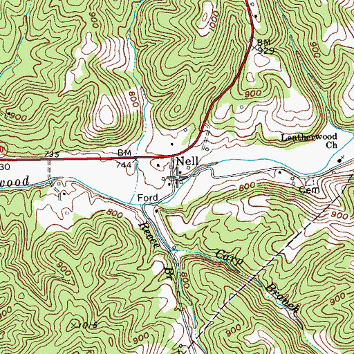 Topographic Map of Nell, KY