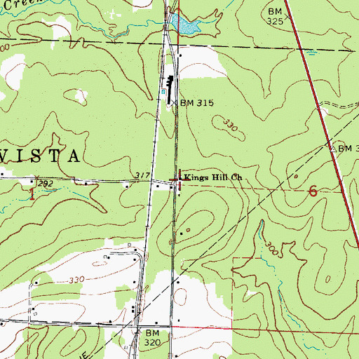 Topographic Map of Kings Hill Church, AR