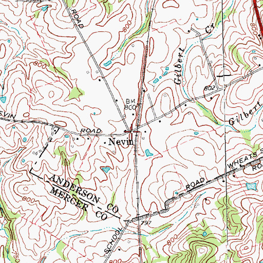 Topographic Map of Nevin, KY