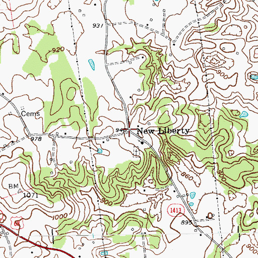 Topographic Map of New Liberty, KY