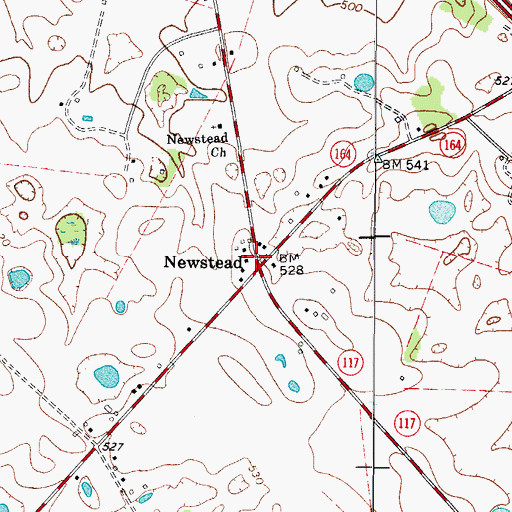 Topographic Map of Newstead, KY