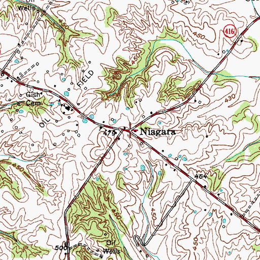 Topographic Map of Niagara, KY