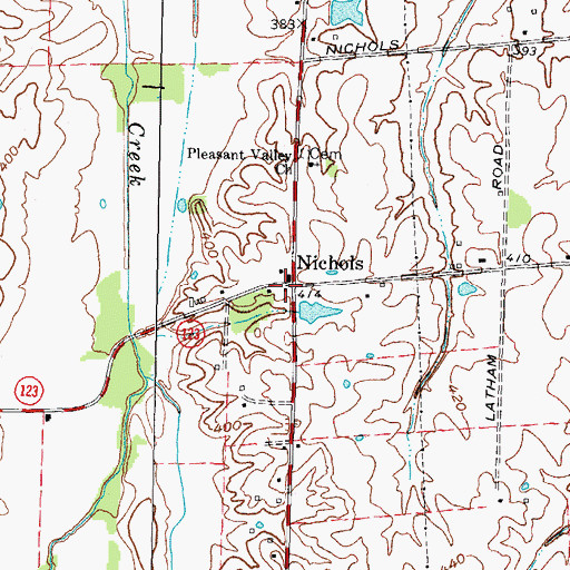 Topographic Map of Nichols, KY