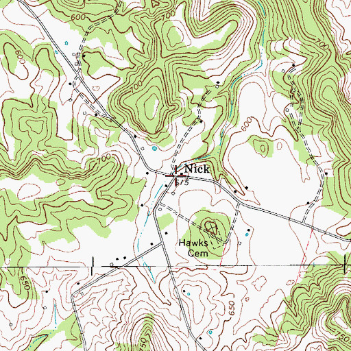 Topographic Map of Nick, KY