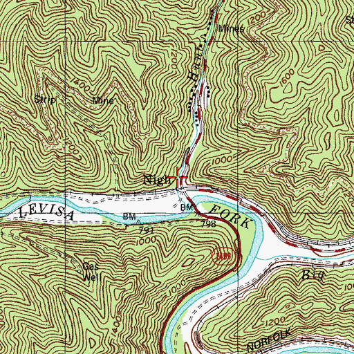 Topographic Map of Nigh, KY